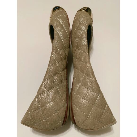TORY BURCH Gold Quilted Ballerina Flats Gold - Picture 3 of 9